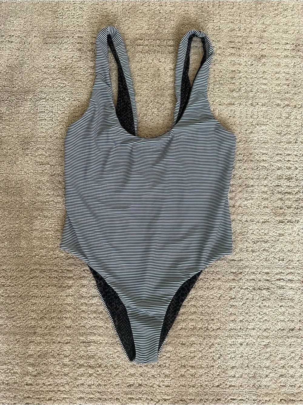 EUC Acacia Swim Striped PALM SPRINGS High Cut M